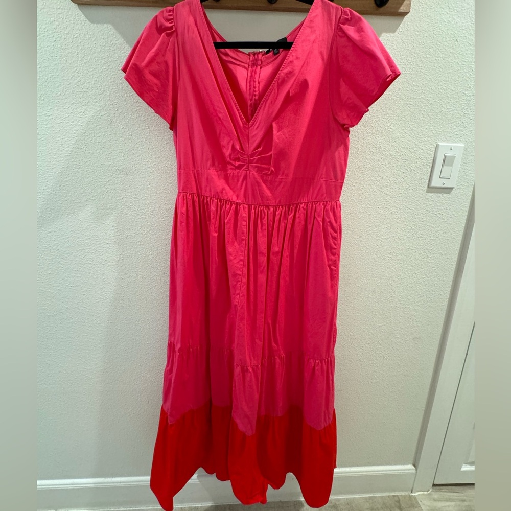 Kensie bright pink and red maxi dress